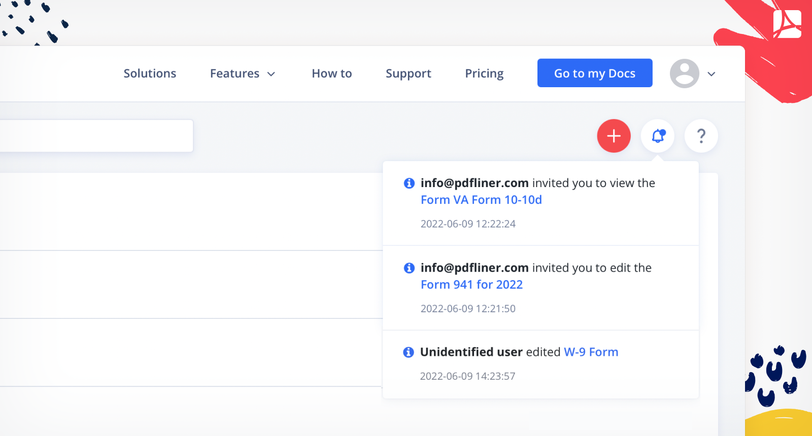 Notification in your dashboard