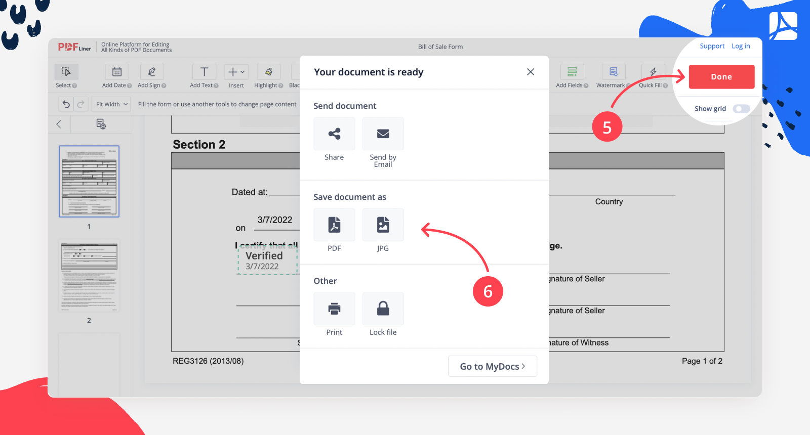 Saving PDF screenshot