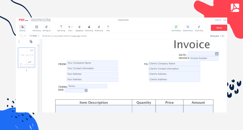 Blank Invoice Form Template
