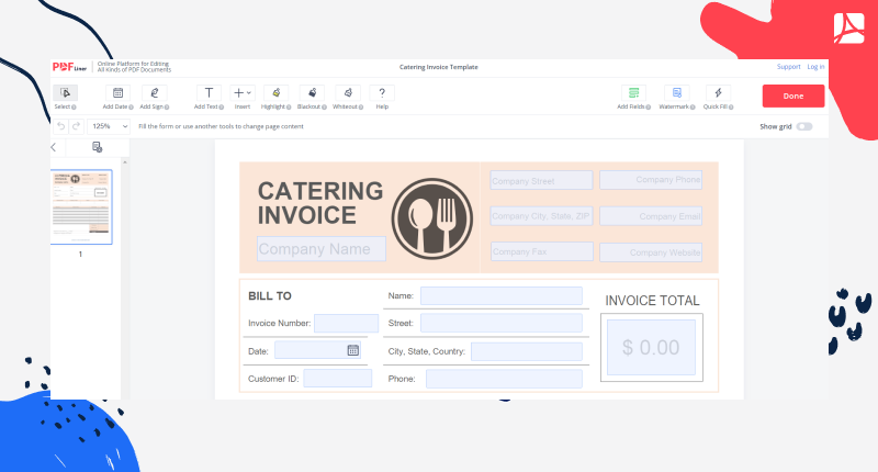 Catering Invoice Template