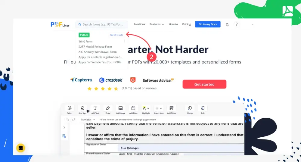 PDF forms tab