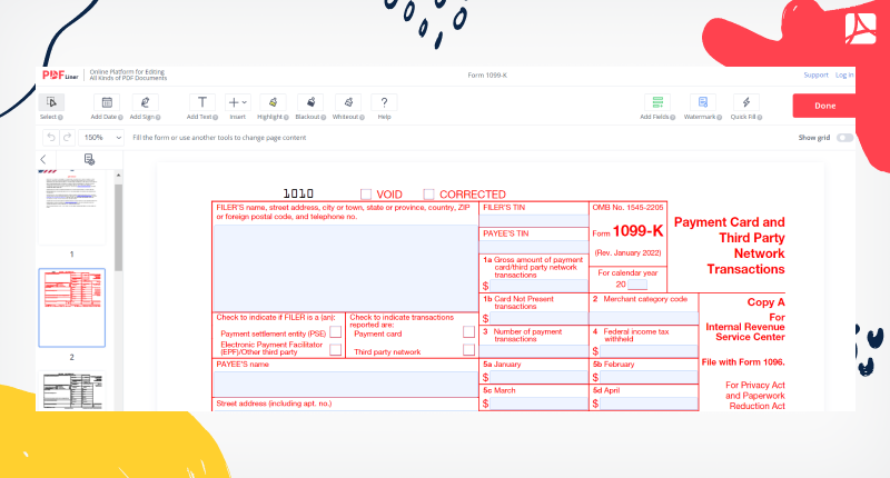 1099-K Form on PDFLiner